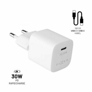 FIXED FIXC30M-CC-WH MINI S USB-C VYSTUPOM A USB-C/USB-C KABLA PODPORA PD, 1M, 30W, BIELY vyobraziť