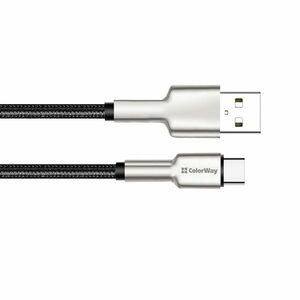 COLORWAY KABEL USB TYPE-C (HEAD METAL) 2.4A 1M, BLACK (CW-CBUC046-BK) vyobraziť