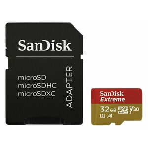 HAMA 173420 SANDISK EXTREME MICRO SDHC 32GB 100MB/S A1 CLASS 10 UHS-I V30, ADAPTER vyobraziť