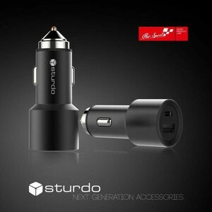 STURDO NAU-0018-STU-ALUMI AUTONABIJACKA USB TYPE C, 2, 4A+USB 2.1A QC, CIERNA vyobraziť