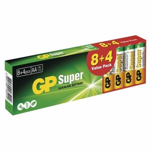 GP SUPER ALKALINE BATTERY 8+4 VALUE PACK (AA LR6, 1.5V) vyobraziť