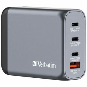 VERBATIM CESTOVNY ADAPTER GNC-100, GAN ZASTRCKA, 2XUSB-C PD 100W, 1XUSB-C PD 65W, 1XUSB-A QC 3.0 vyobraziť