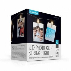 COLORWAY LED FOTOKOLICKY/40LED/DLZKA 4, 2 M/TEPLA BIELA/ NAPAJANIE USB (CW-LCP-40L42BU) vyobraziť