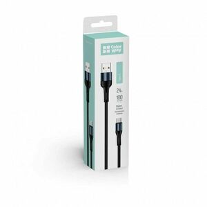 COLORWAY CABLE USB - TYPE-C (NYLON) 2.4A 1M BLACK (CW-CBUC045-BK) vyobraziť