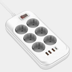 COLORWAY POWER SOCKET : 6 PLUGS/4USB (TYPE-C PD20W + 3USB QC3.0) (36W) WHITE 2M (CW-CHE64PDW) vyobraziť