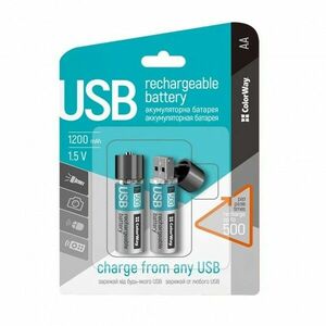 COLORWAY RECHARGEABLE BATTERY AA USB 1200 MAH 1.5V (2PCS.) (CW-UBAA-02) (CW-UBAA-02) vyobraziť