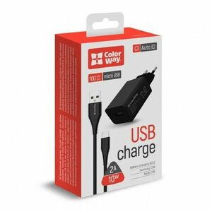 COLORWAY USB CHARGER 1USB AUTO ID 2A (10W) + CABLE MICRO USB BLACK (CW-CHS012CM-BK) vyobraziť