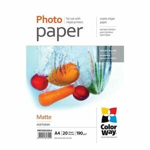 COLORWAY PHOTO PAPER MATTE 190G/M, A4, 20PC. (PM190020A4) (PM190020A4) vyobraziť