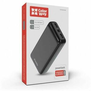 COLORWAY POWER BANK 20 000 MAH SLIM, BLACK (CW-PB200LPD2BK) vyobraziť