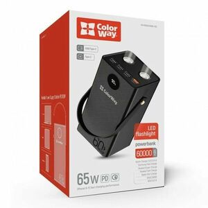 COLORWAY POWER BANK 60 000 MAH POWERFUL (USB QC3.0 + USB-C POWER DELIVERY 65W) BLACK (CW-PB600LPA5BK vyobraziť