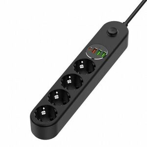 COLORWAY POWER SOCKET : 4 PLUGS/4USB (TYPE-C PD20W + 3USB QC3.0) (45W) BLACK 2M (CW-CHE44PDB) vyobraziť