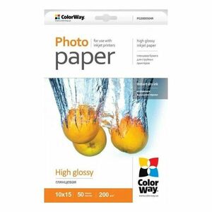 COLORWAY PHOTO PAPER HIGH GLOSSY 200G/M, 10X15, 50PC. (PG2000504R) (PG2000504R) vyobraziť