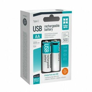 COLORWAY NABIJATELNE BATERIE AA USB TYPE-C 2220MAH 1.5V - 6KS (CW-UBAA-12) (CW-UBAA-12) vyobraziť