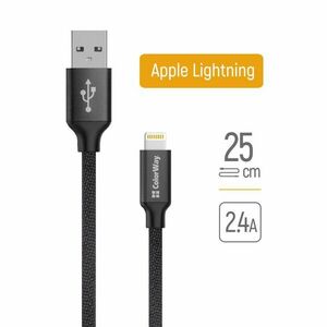 COLORWAY CABLE USB - APPLE LIGHTNING 2.4A 25CM BLACK (CW-CBUL048-BK) vyobraziť