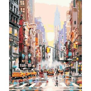 Zuty Maľovanie podľa čísel New York Street a žlté taxíky (Richard Macneil) vyobraziť