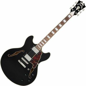 D'Angelico Premier DC Solid Black Semiakustická gitara vyobraziť