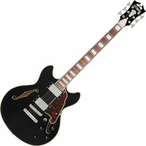 D'Angelico Premier Mini DC Solid Black Semiakustická gitara vyobraziť