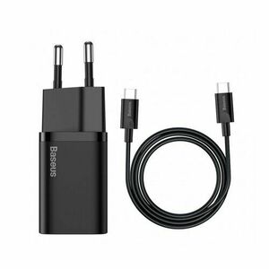 Baseus TZCCSUP-L01 Super Si Quick Nabíječka USB-C 25W + Datový Kabel USB-C to USB-C 1m Black vyobraziť