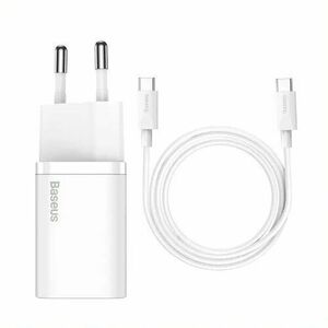 Baseus TZCCSUP-L02 Super Si Quick Nabíječka USB-C 25W + Datový Kabel USB-C to USB-C 1m White vyobraziť