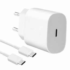 EP-TA800EWE + EP-DG980BWE Samsung 25W Cestovní nabíječka + USB-C/USB-C Datový Kabel White (OOB Bulk) vyobraziť