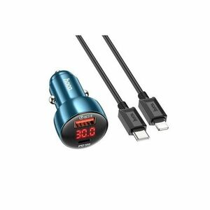 Autonabíjačka HOCO s displejom + kábel USB C 48W Z50 Modrá (poškodené balenie) vyobraziť