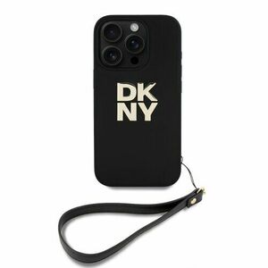 DKNY PU Leather Stack Logo Wrist Strap Zadní Kryt pro iPhone 16 Pro Max Black vyobraziť