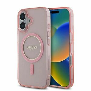 Guess IML Glitter Ring MagSafe Zadní Kryt pro iPhone 16 Pink vyobraziť