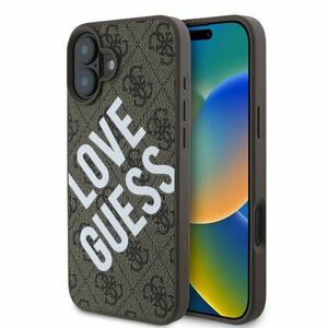 Guess PU Leather 4G Big Love Logo MagSafe Zadní Kryt pro iPhone 16 Brown vyobraziť