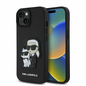 Karl Lagerfeld PU Saffiano Karl and Choupette Zadní Kryt pro iPhone 15 Black vyobraziť