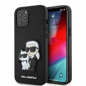 Karl Lagerfeld PU Saffiano Karl and Choupette Zadní Kryt pro iPhone 12/12 Pro Black vyobraziť