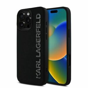 Karl Lagerfeld 3D Rubber Glitter Logo Zadní Kryt pro iPhone 16 Pro Max Black vyobraziť