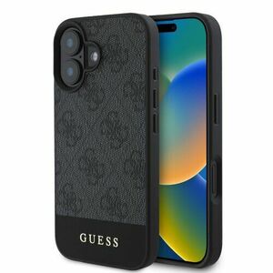 Guess PU 4G Stripe Zadní Kryt pro iPhone 16 Grey vyobraziť