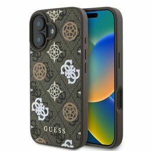 Guess PU 4G Peony MagSafe Zadní Kryt pro iPhone 16 Brown vyobraziť