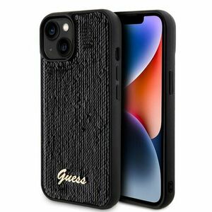 Guess Sequin Script Logo Zadní Kryt pro iPhone 15 Black vyobraziť