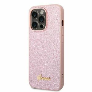 Puzdro Guess PC/TPU Glitter Flakes Metal Logo iPhone 14 Pro Max - ružové vyobraziť