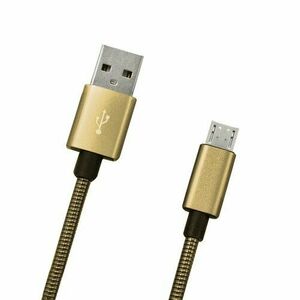 Dátový kábel micro USB zlatý metalický, 1m, 2A vyobraziť