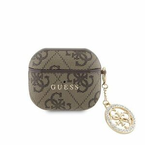 Guess 4G Script PC/PU Charm Pouzdro pro AirPods 3 Brown vyobraziť