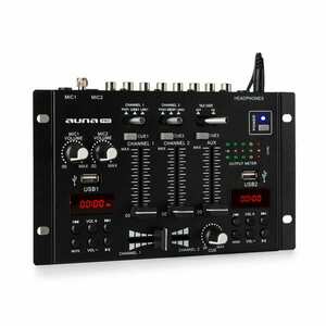 Auna Pro DJ-22BT, MKII, mixér, 3/2 kanálový-DJ-mixážny pult, BT, 2xUSB, montáž na rack, čierny vyobraziť