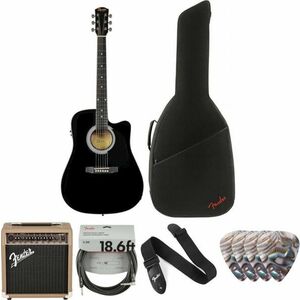 Fender Squier SA-105CE Deluxe SET Black Elektroakustická gitara Dreadnought vyobraziť