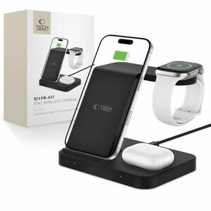 Tech-Protect A37 3in1 bezdrôtová nabíjačka na mobil / Apple Watch / AirPods, čierna vyobraziť