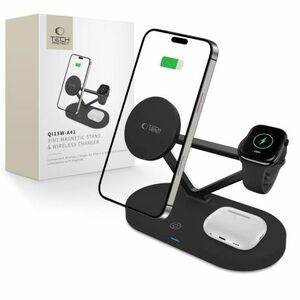 Tech-Protect A41 3in1 nabíjačka na mobil / Apple Watch / AirPods 15W, čierna vyobraziť